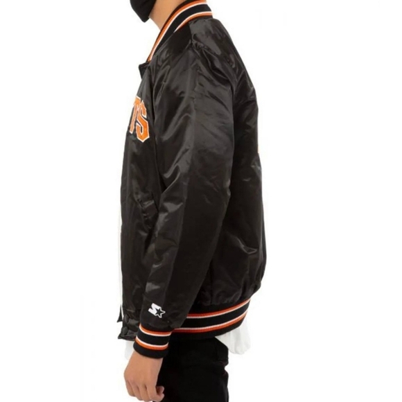 VINTAGE 80s SAN FRANCISCO GIANTS JACKET, Black/Orange, Men's Small- Womens Med - Picture 2 of 8
